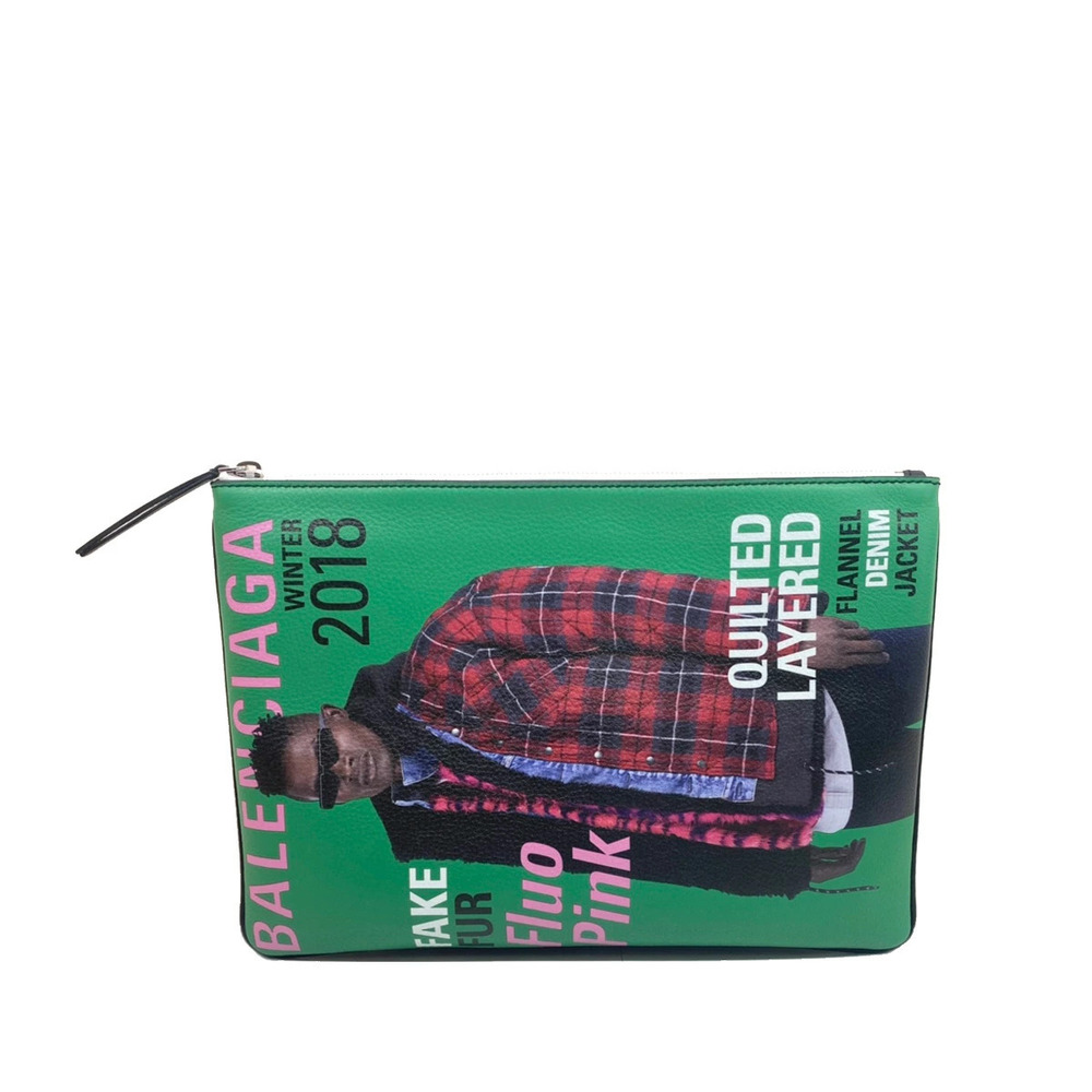 BALENCIAGA SUPERMARKET CLIP Blue Bag Shoulder Clutch Green Brown